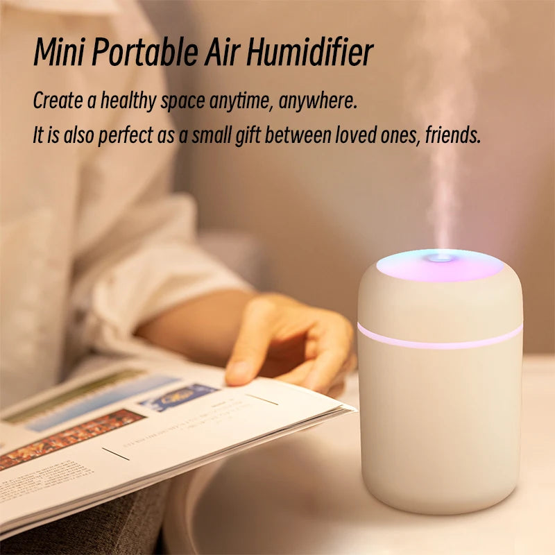 300ML Mini Ultrasonic Air Humidifier Romantic Light USB Essential Oil Diffuser Car Purifier Aroma Anion Mist Maker